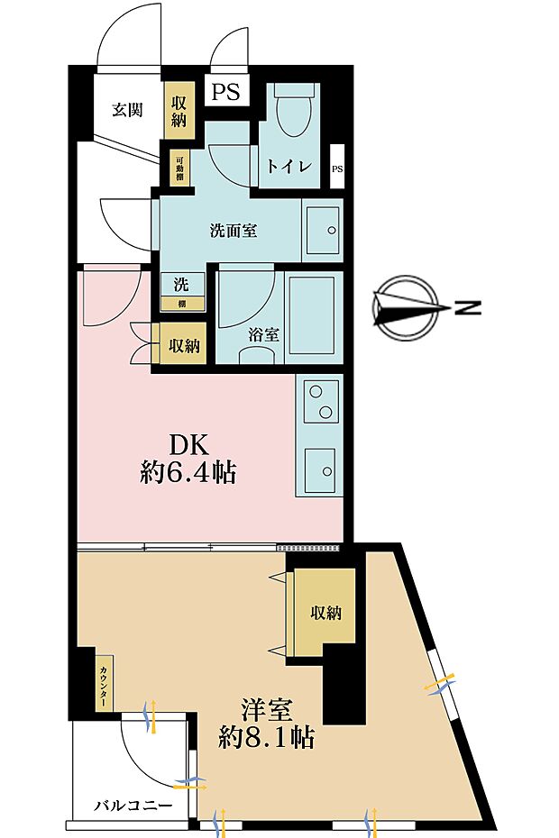 浅草橋グランドハイツ(1DK) 4階の間取り図