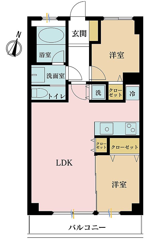 ハイネス大塚(2LDK) 5階の間取り図