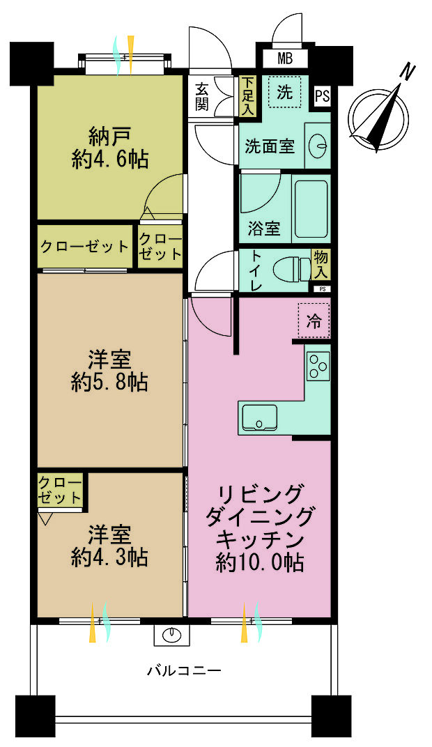 リブゼ横浜クレインポート(2SLDK) 6階の間取り図