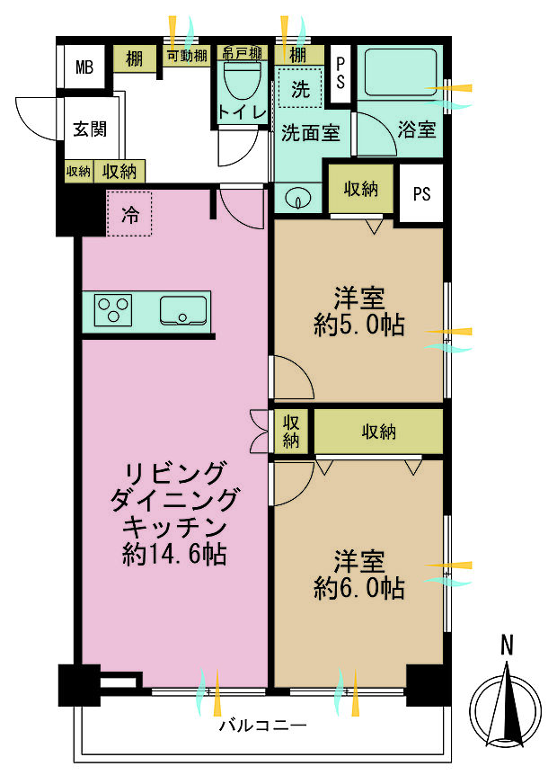 総武ロイヤルハイツ(2LDK) 3階の間取り図