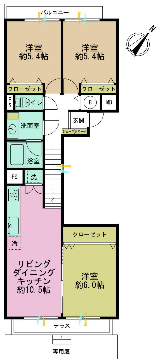 コスモ綱島台3号館(3LDK) 1階の間取り図