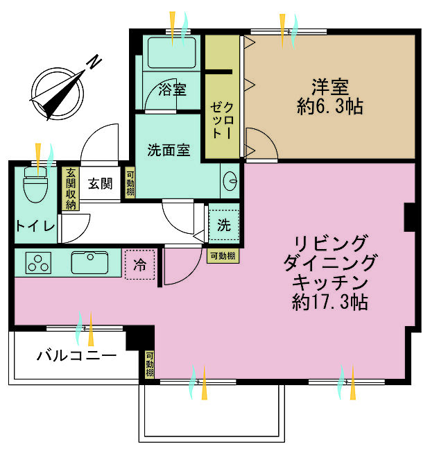 中銀世田谷マンシオン二号館(1LDK) 3階の間取り図