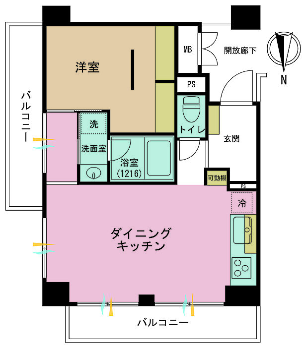 武蔵小山コーポラス(1LDK) 1階の間取り図