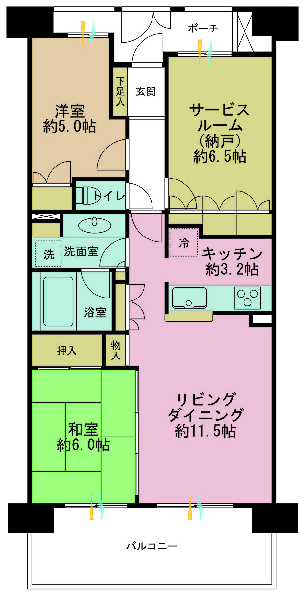 グリーンシア川崎京町(3LDK) 7階の間取り図