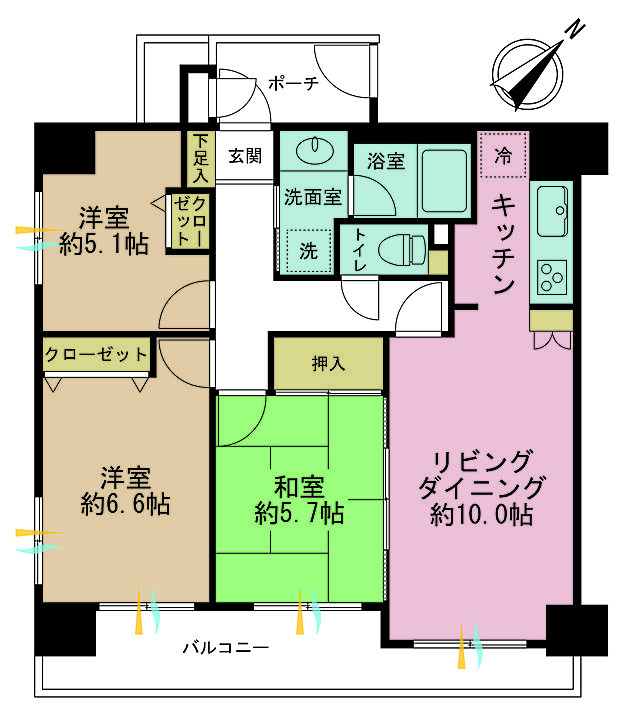 ウィライブ川崎八丁畷(3LDK) 3階の間取り図