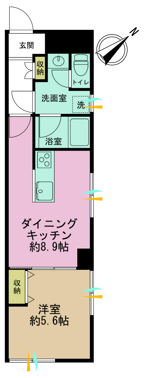 キャッスルマンション西新宿(1DK) 4階の間取り図