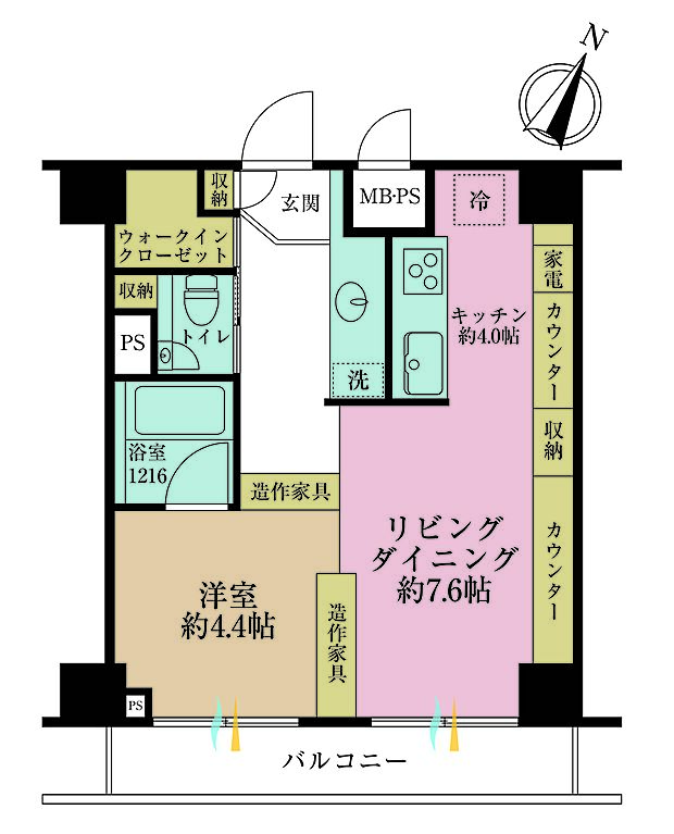 サンパーク東京銀座(1LDK) 4階の間取り図
