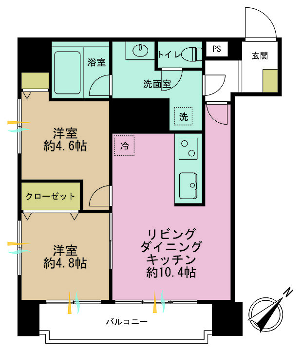旗の台サマリヤマンション(2LDK) 11階の間取り図