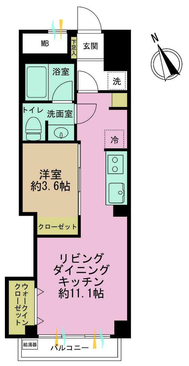 上野スカイハイツ(1LDK) 4階の間取り図