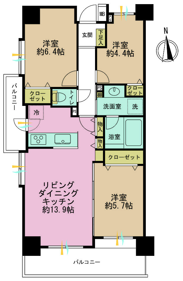 藤和シティコープ葛西(3LDK) 8階の間取り図