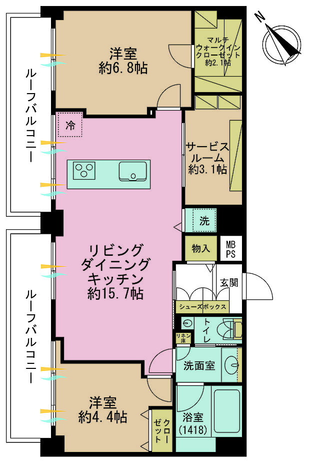 虎ノ門ガーデン(2SLDK) 9階の間取り図