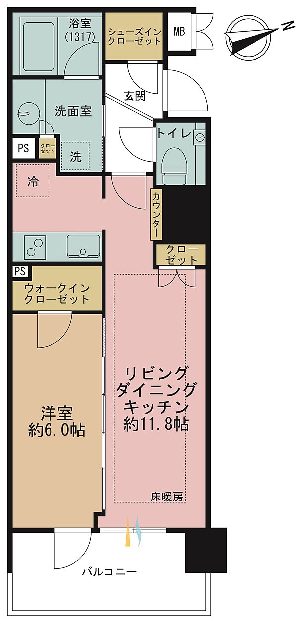 ジオ四谷三栄町(1LDK) 2階の間取り図