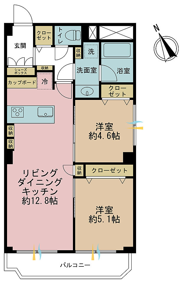 メゾンベール大塚(2LDK) 5階の間取り図