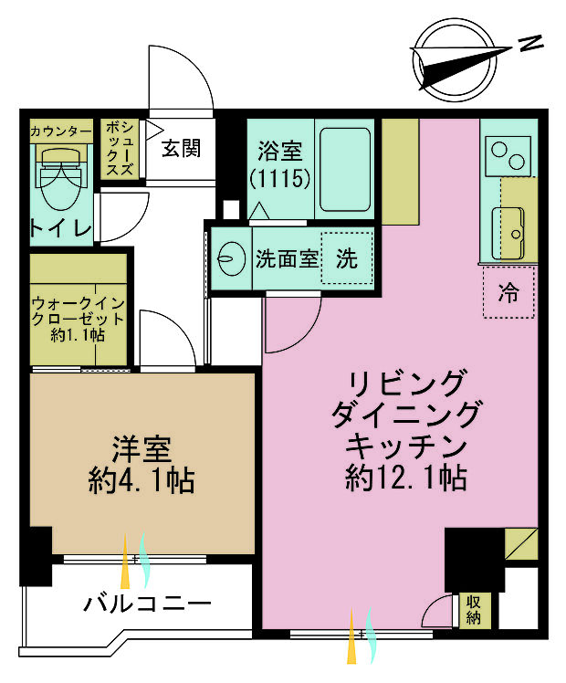 ウエスト早稲田マンション(1LDK) 6階の間取り図