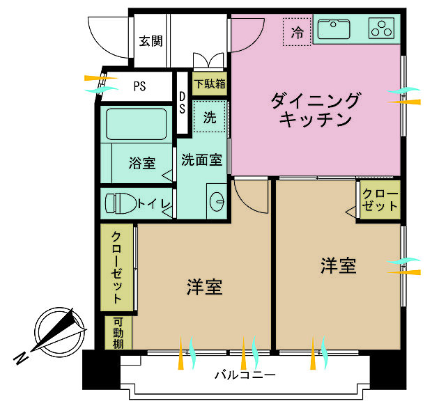 旗の台サマリヤマンション(2LDK) 9階の間取り図