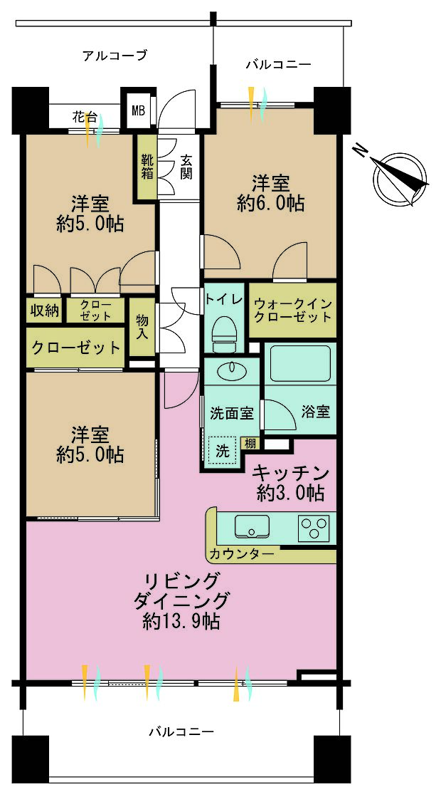 アクエアリバージュ東京(3LDK) 12階の間取り図