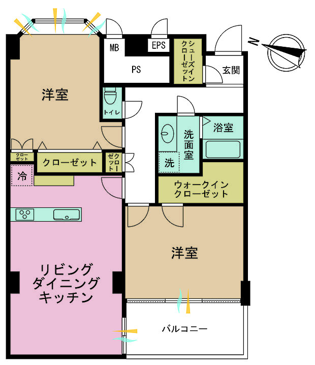 スカイプラザ赤坂(2LDK) 1階の間取り図