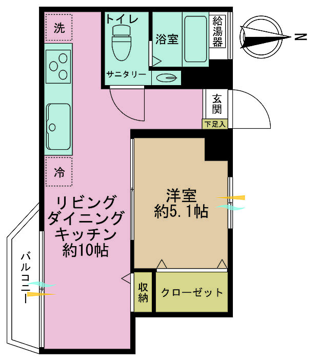 西日暮里サマリヤマンション(1LDK) 3階の間取り図