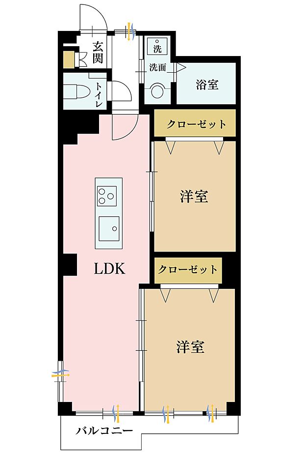 マンション西目黒苑(2LDK) 3階の間取り図