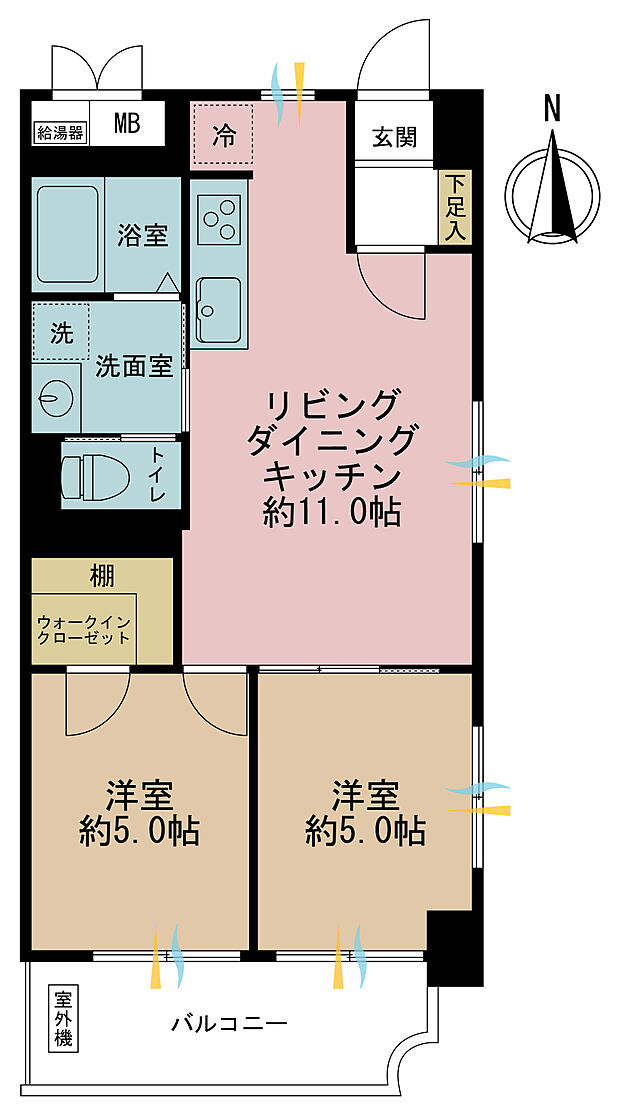 亀戸パークハイツ(2LDK) 8階の間取り図