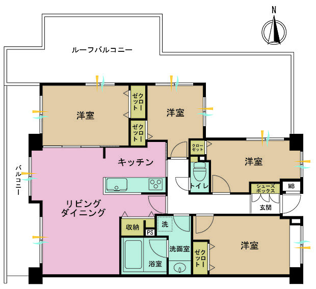 日吉西パーク・ホームズ弐番館(4LDK) 6階の間取り図