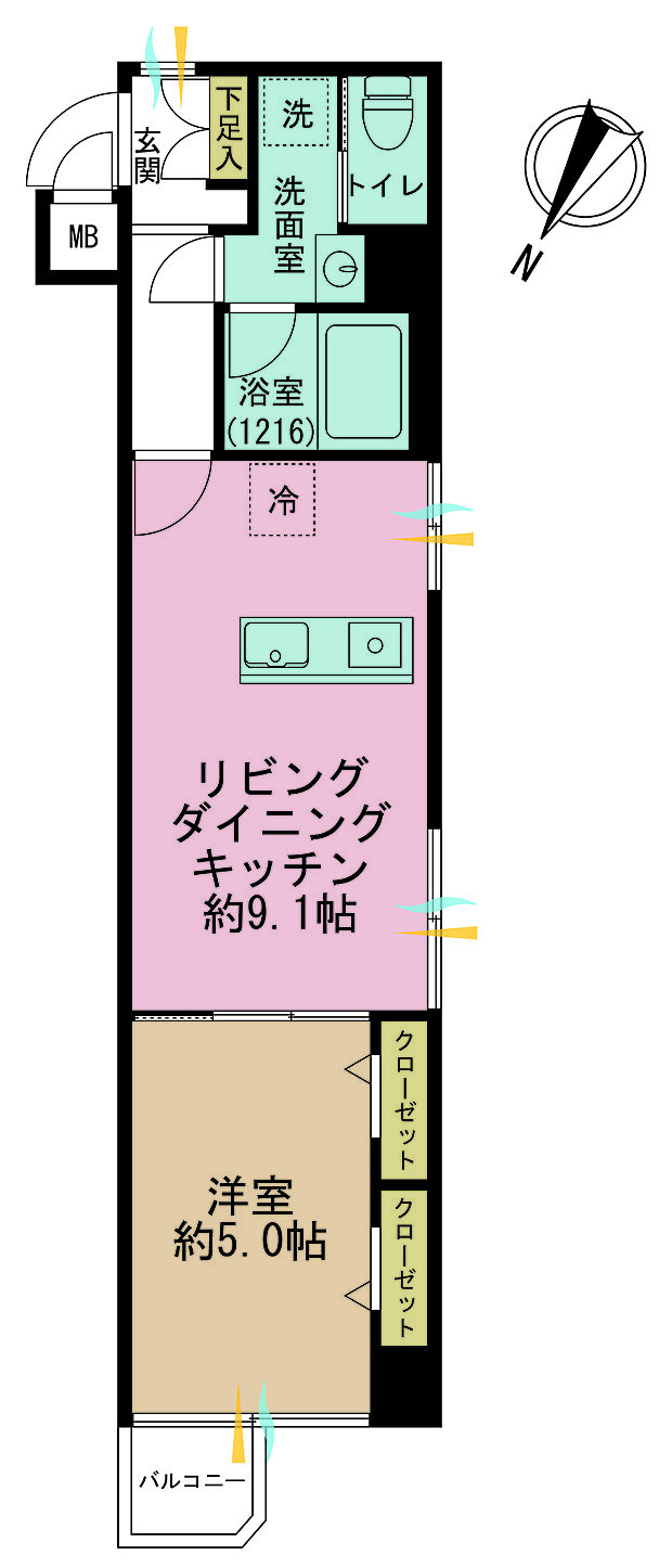 ローザ赤坂(1LDK) 2階の間取り図