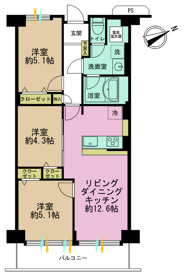 コトー大森(3LDK) 7階の間取り図