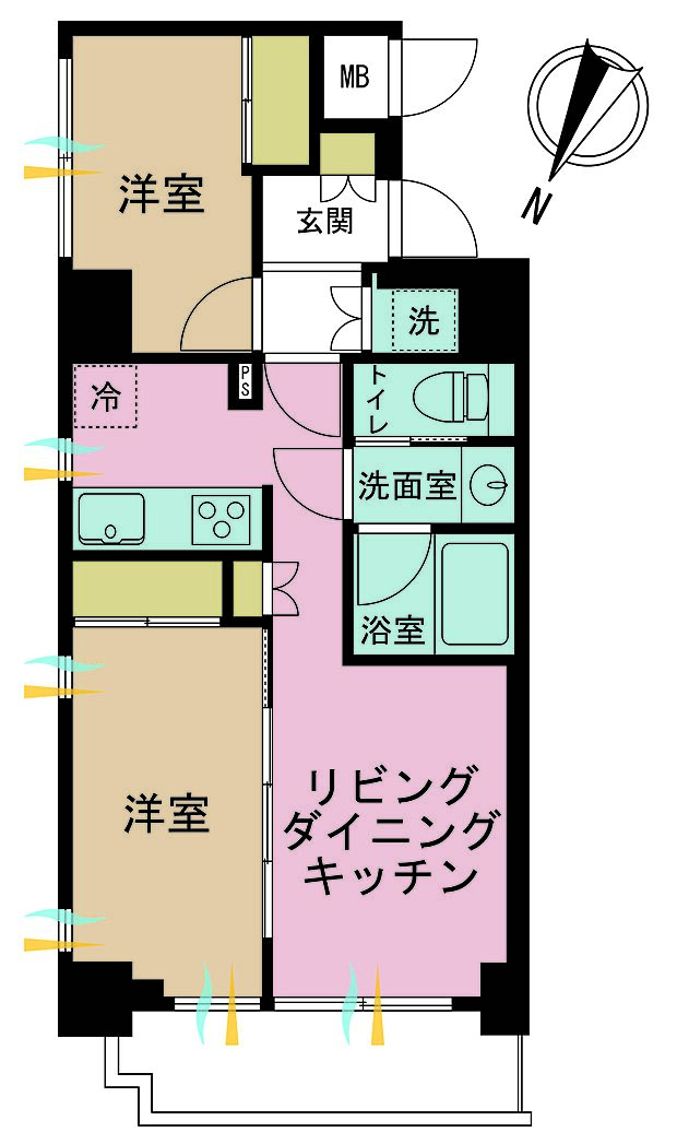 グラントゥルース神田岩本町(2LDK) 10階の間取り図