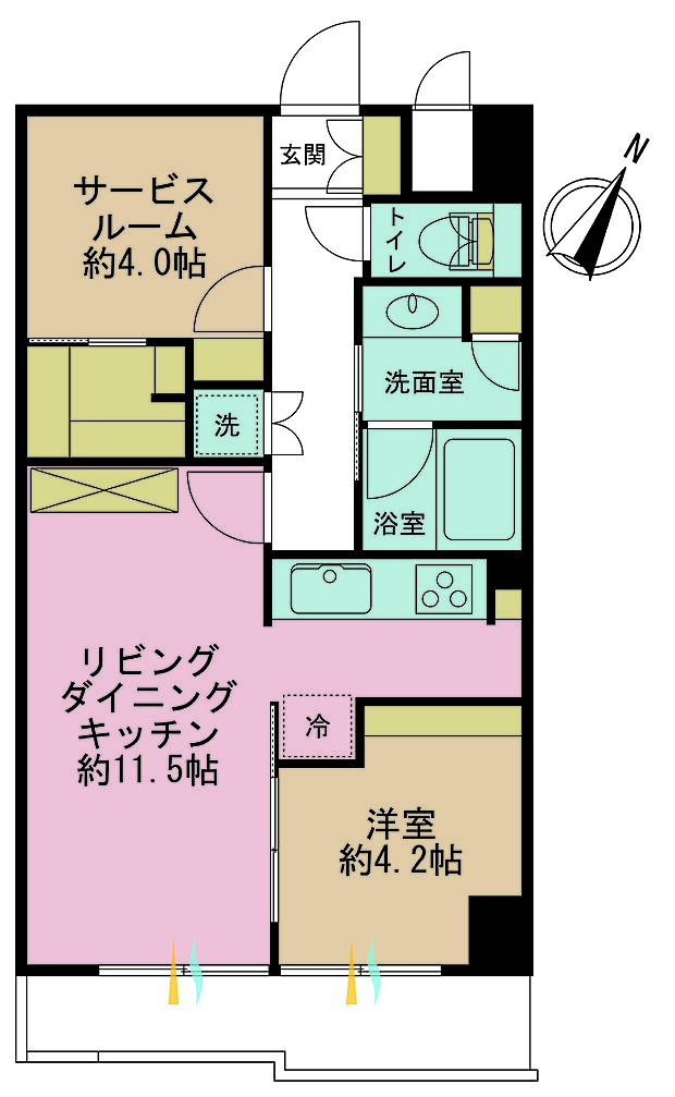 ライオンズマンション太子堂(2LDK) 5階の間取り図