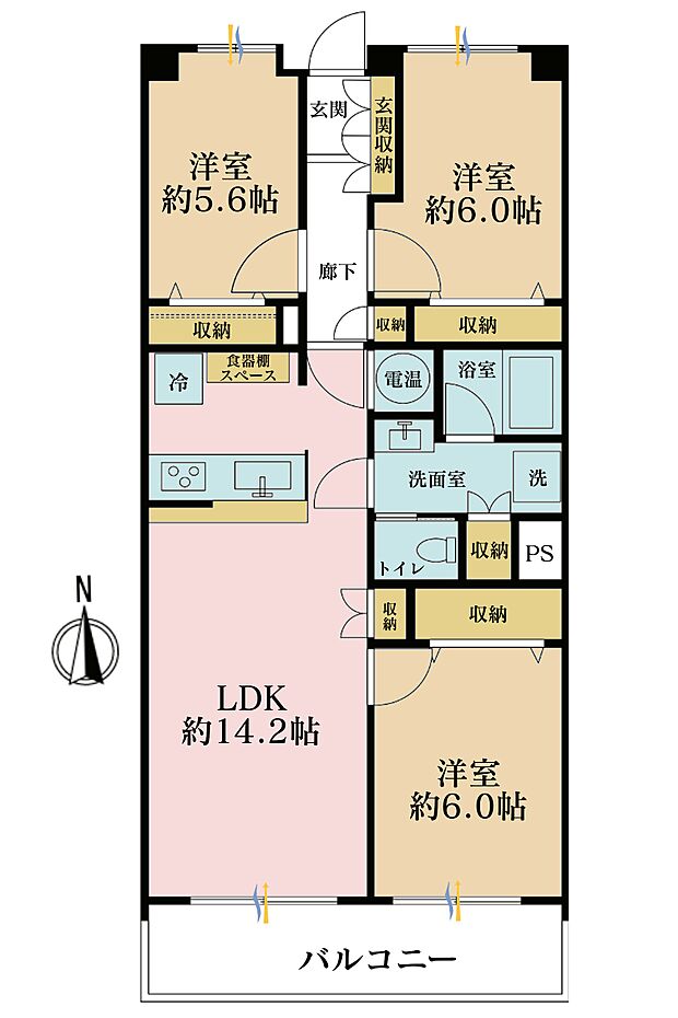 ファミリータウン東陽Ｋ棟(3LDK) 5階の間取り図