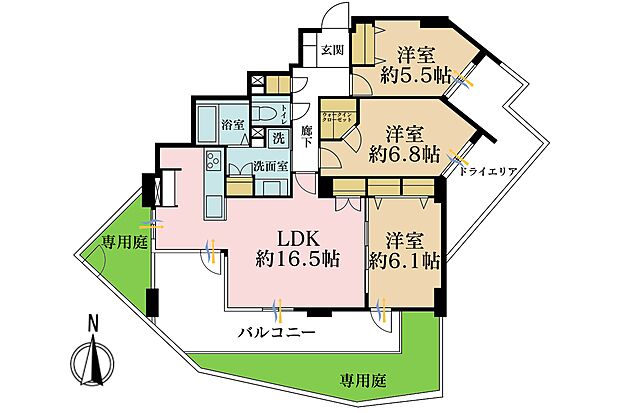 バースシティ日吉台(3LDK) 2階の間取り図
