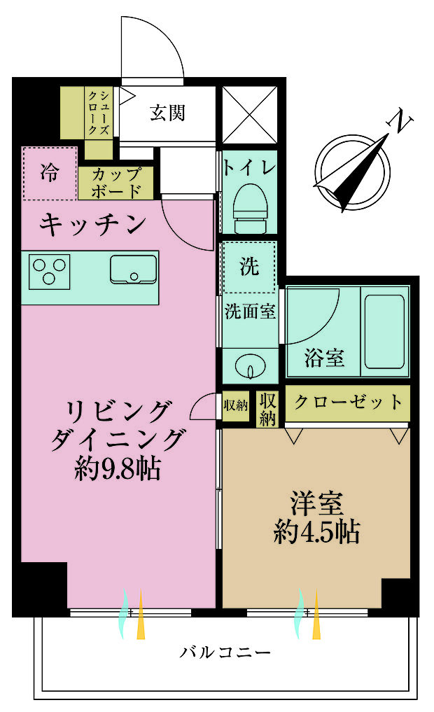 菱和パレス学芸大学(1LDK) 2階の間取り図