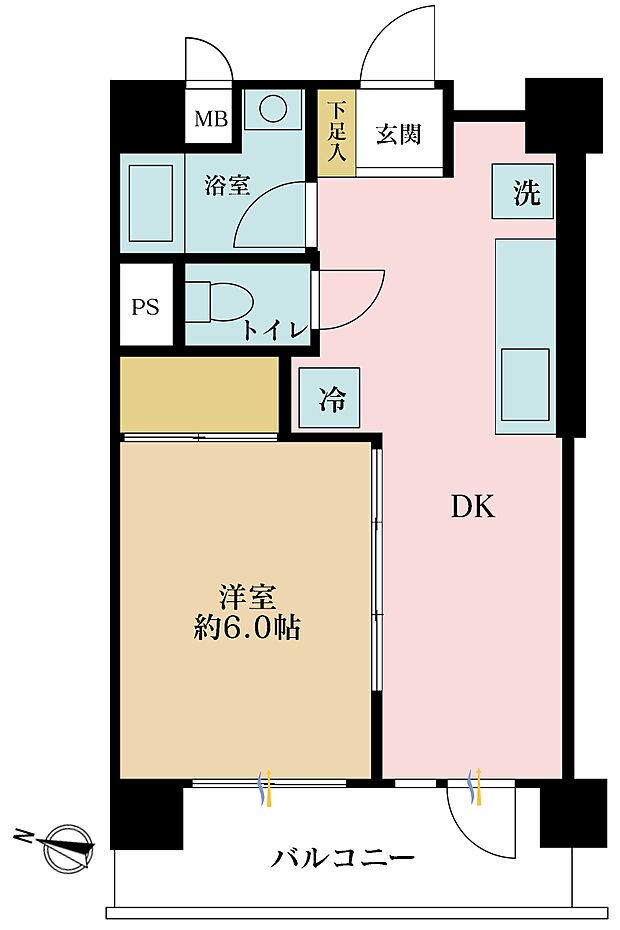 トーア錦糸町マンション(1DK) 4階の間取り図