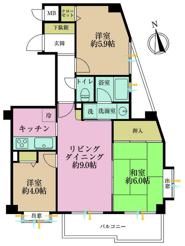 ナイスアーバン蒲田(3LDK) 2階の間取り図