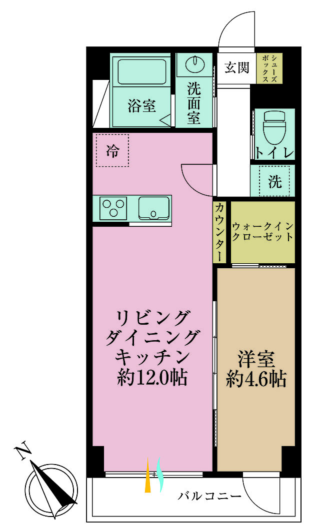 晴風マンション(1LDK) 6階の間取り図