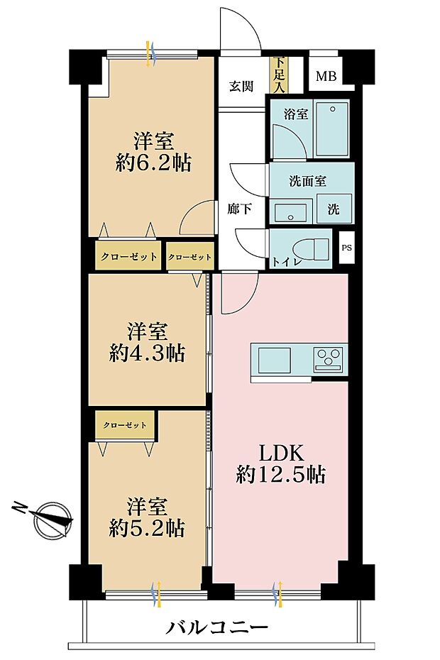 エンゼルハイム豊洲(3LDK) 4階の間取り図
