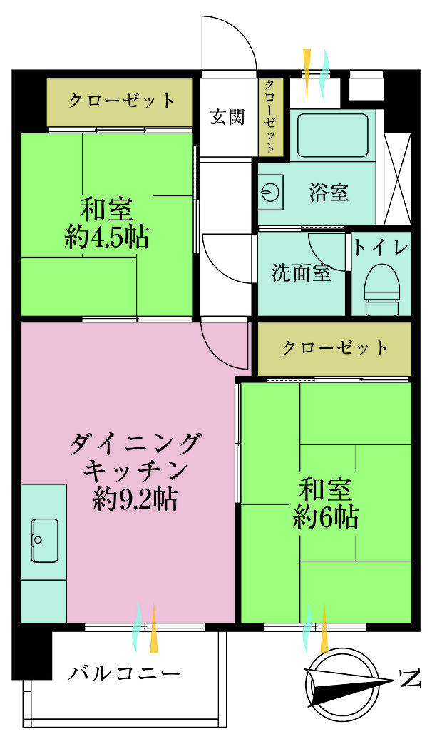 北砂四丁目住宅(2DK) 5階の間取り図