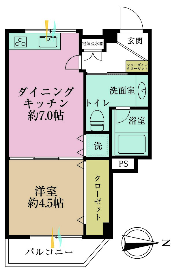 総和ビラ青葉台(1DK) 7階の間取り図