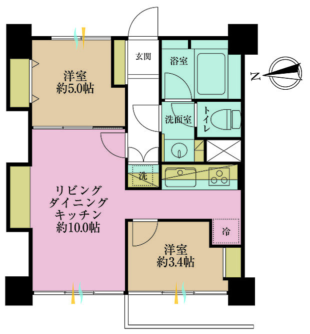 高田馬場住宅(2LDK) 11階の間取り図