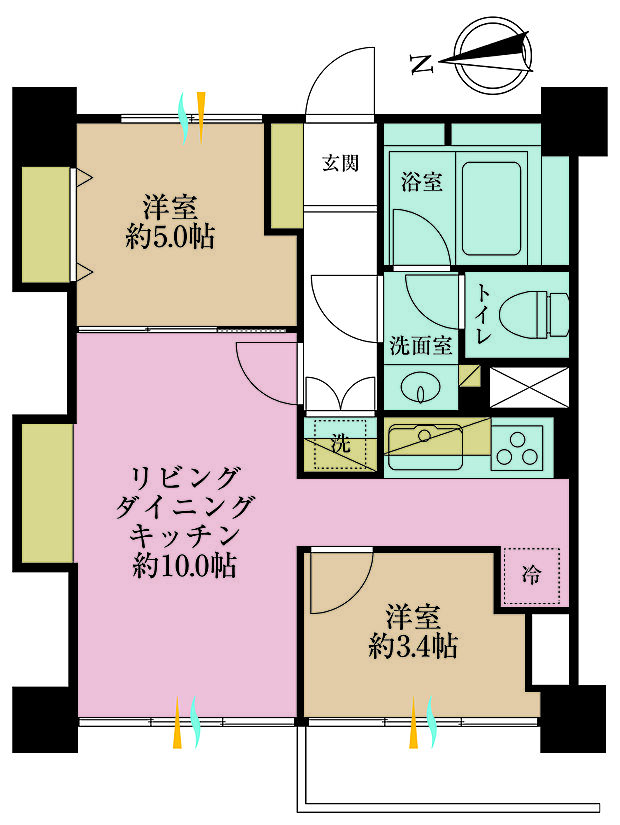 高田馬場住宅(2LDK) 6階の間取り図