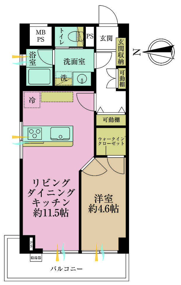秀和大岡山レジデンス(1LDK) 3階の間取り図