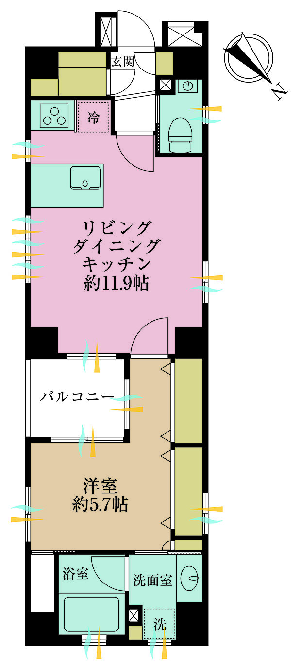 ＧＲＥＥＮ　ＰＡＲＫ　東日本橋　Ｒｉｖｅｒ　Ｔｅｒｒａｃｅ(1LDK) 1階の間取り図