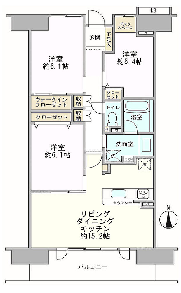 フェアロージュ・ガーデンズ川崎(3LDK) 11階の間取り図