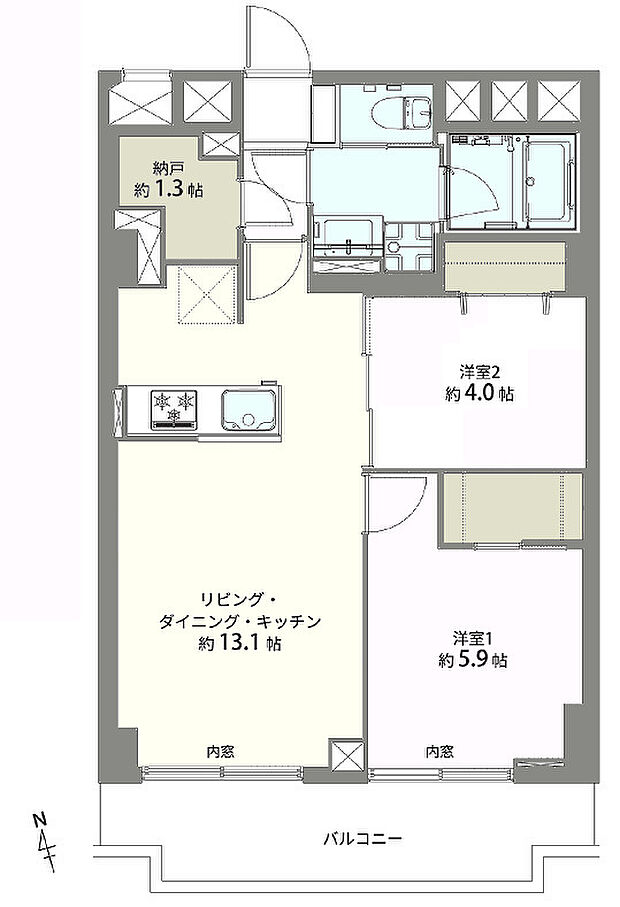 ニューハイツ大森(2LDK) 8階の間取り図