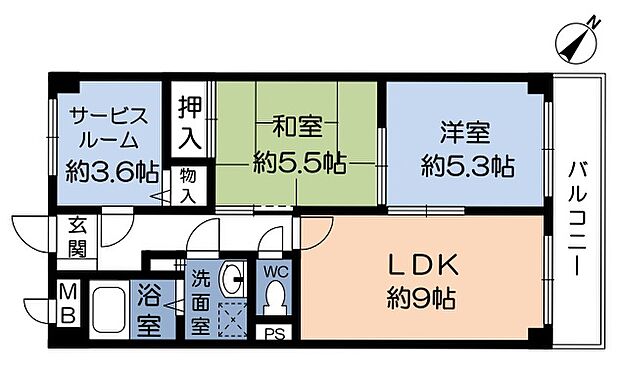 ヴィンテージコート兵庫(2DK) 3階の内観