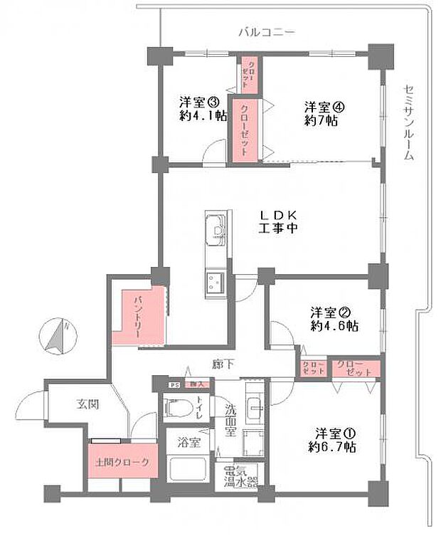神戸パークシティ　A棟(4LDK) 8階の間取り図