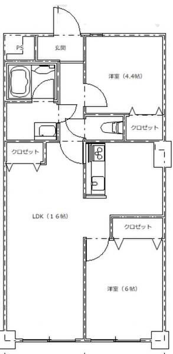 セントラルハイツ灘パートV(2LDK) 2階の間取り図