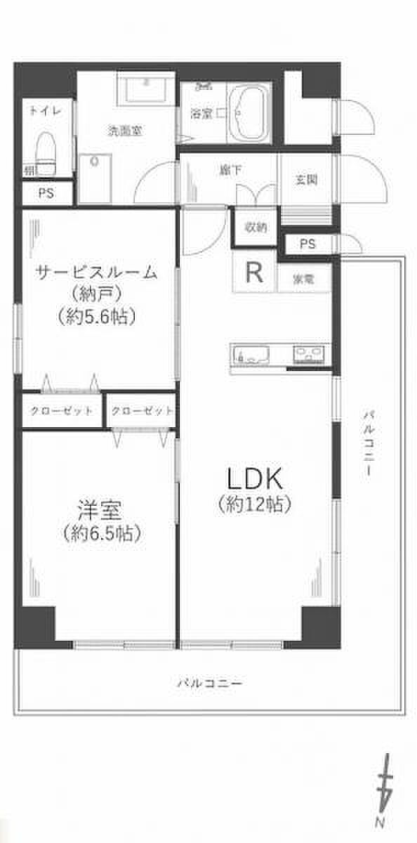 ライオンズマンション神戸本山(2LDK) 2階の間取り図