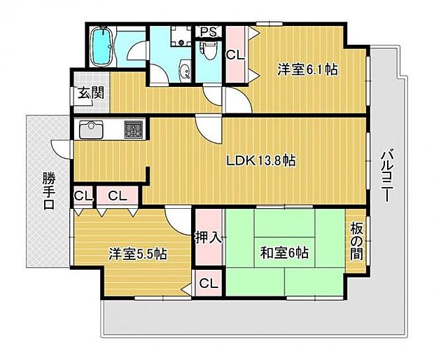 プリオーレ美山台2番館(3LDK) 1階の間取り図