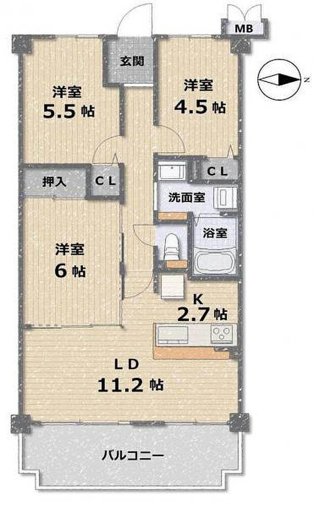 グレーシィ須磨アルテピアI番街(3LDK) 7階の間取り図